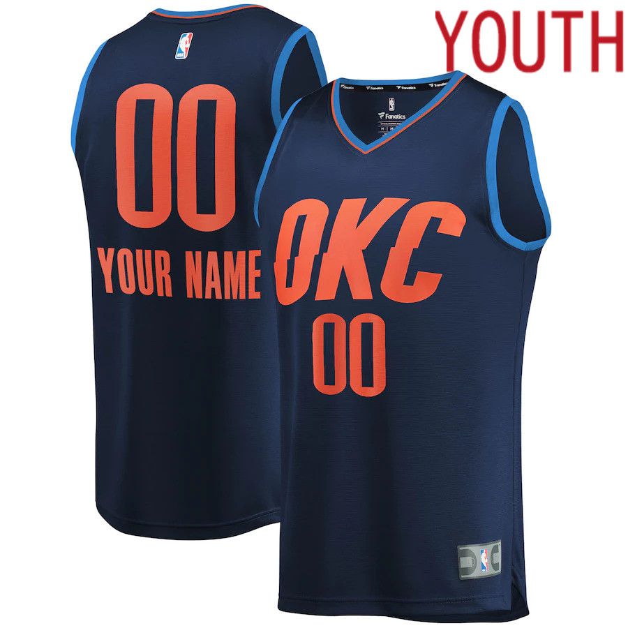 Youth Oklahoma City Thunder Fanatics Branded Navy Fast Break Replica Custom NBA Jersey